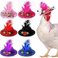 6 Pieces Chicken Hats for Hen Mini Hat Chicken Helmet Accessories Feather Top Hat Funny Small Hat Tiny Pet Hat with Adjustabl