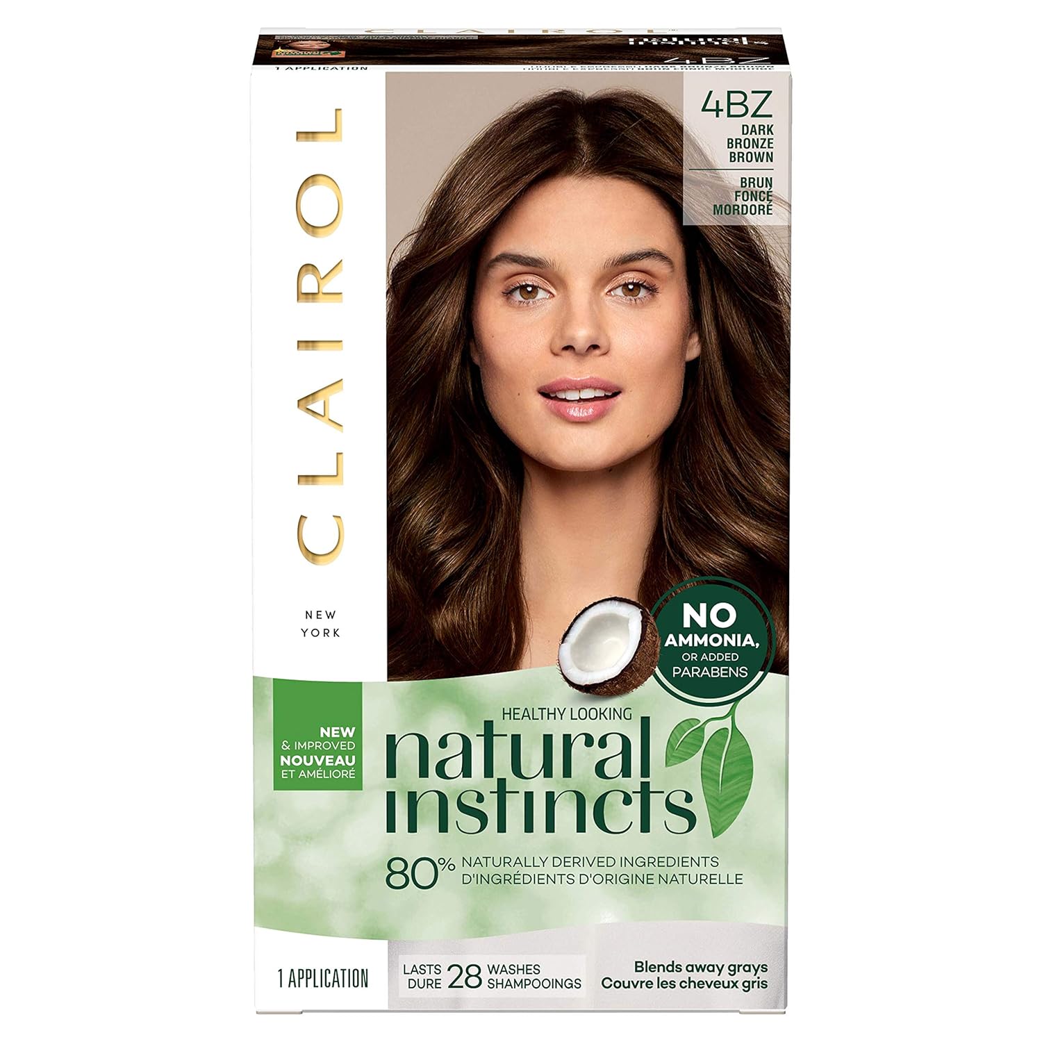 Clairol Natural Instincts Semi-Permanent, 4BZ Dark Bronze Brown, Double Espresso, 1 Count : Beauty