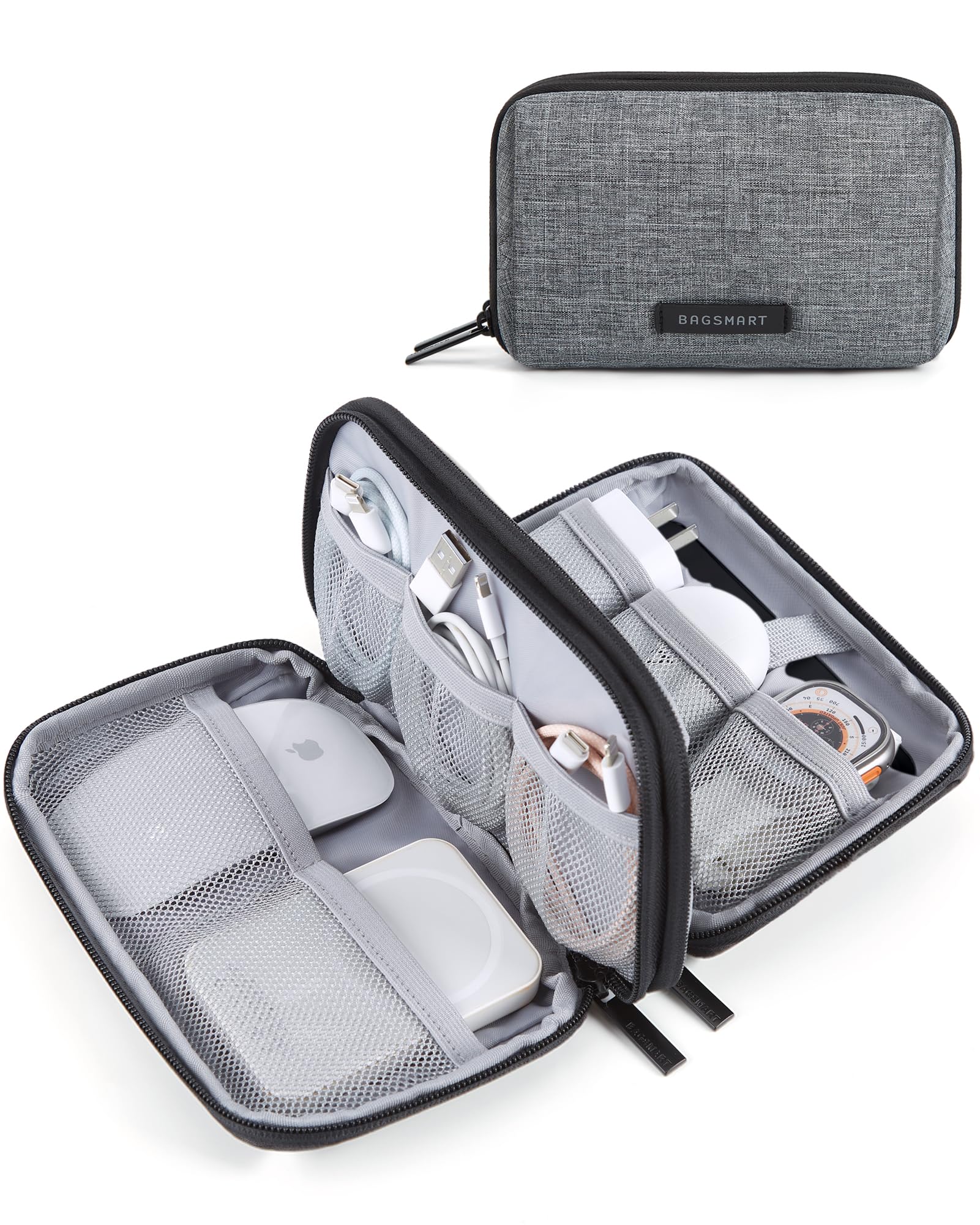 Photo 1 of BAGSMART Electronics Organizer Travel Case, Cable Charger Cord Tech Organizer Pouch for Phone Charger Accessories, Grey