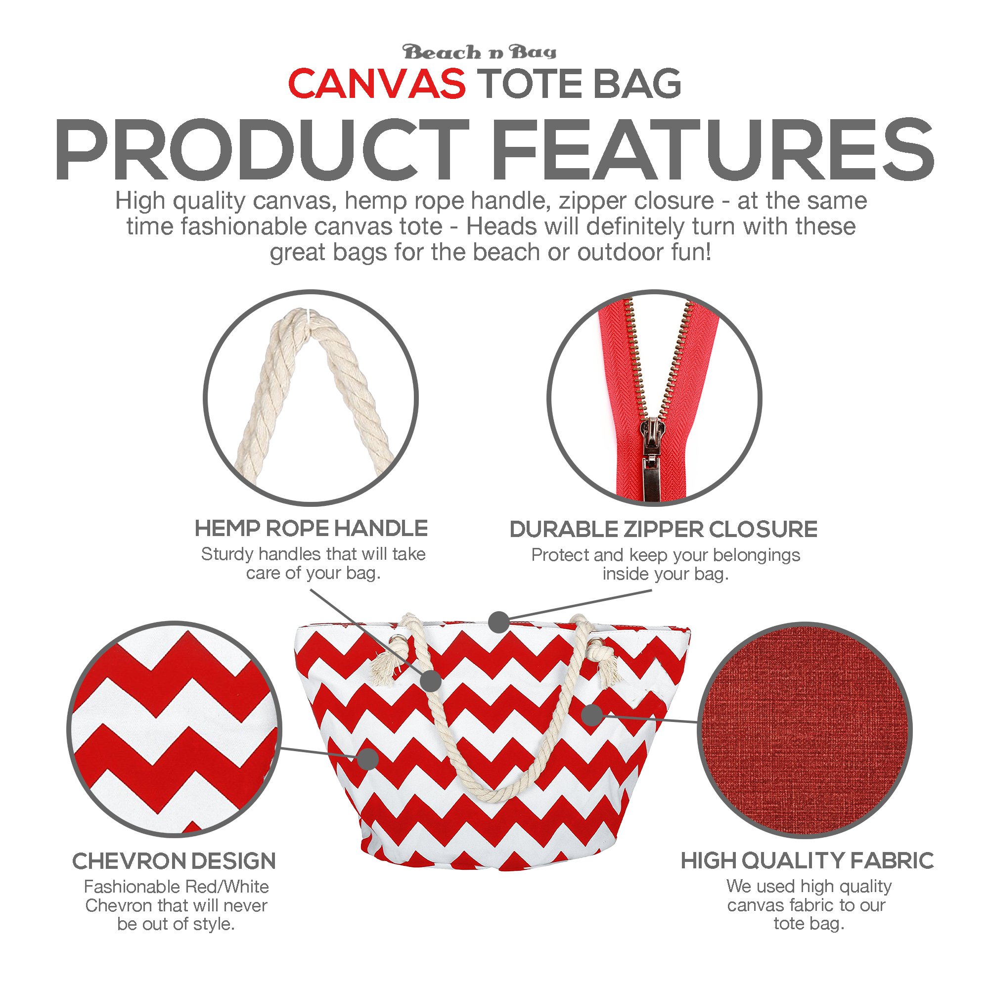 Beach Canvas Tote Bag - Fashion Shopping Handbag - Ladies Shoulder Casual Bag