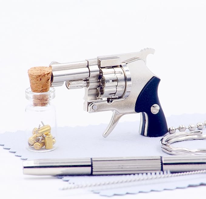 REVOLVER KEYCHAIN MINIATURE 2MM PINFIRE GUN Novelty Keychains birthday