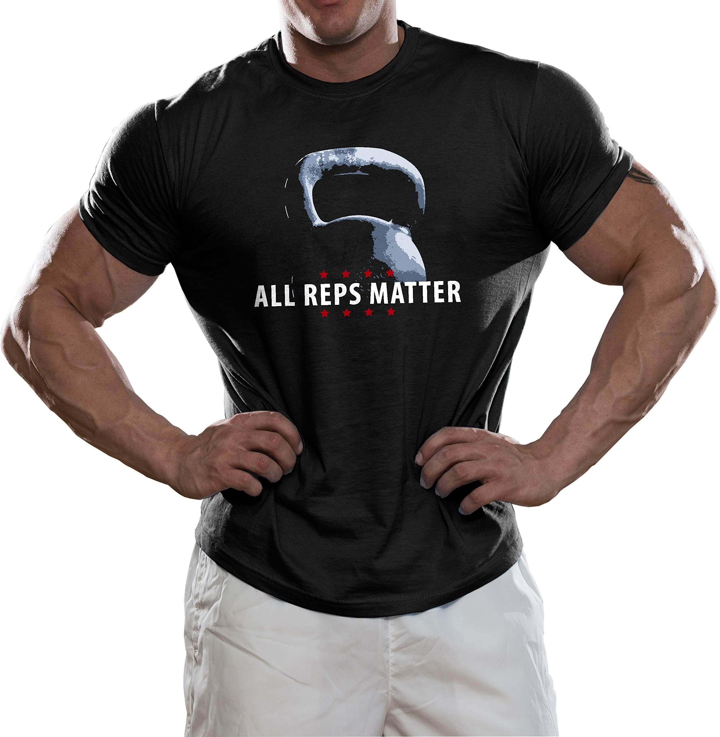 DesignDivil Kettlebell All Reps Matter T-Shirt. Weight/Strength Training Gym Wear.