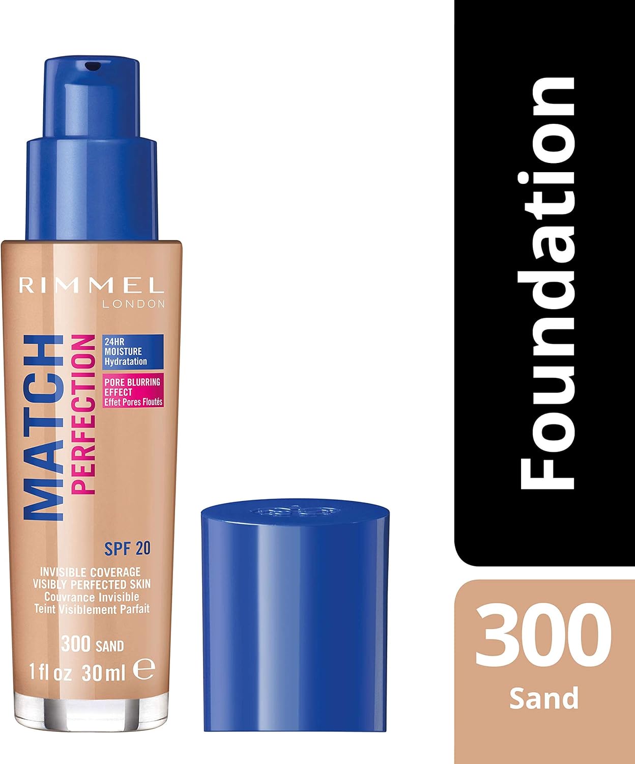 Rimmel Match Perfection Foundation 300 Sand, lMedium Coverage, 24hr Hydration, No Caking or Creasing, Lightweight - Image 4