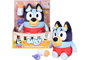 Bluey Care and Cuddle Soft Baby Toy Plush, 11”, Interactive Electronic Baby Plush Toy with 10 Different Sounds, Cuddly Soft Toys for Ages 3+