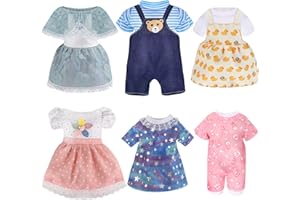 DIGABI Girl Doll Clothes and Accessories Gift - 8 pcs Alive-Baby Doll Clothes Dress Outfits for 12 Inch Dolls, 6 Complete Sets Clothing of Dresses Cloak Onesies Pajamas …