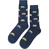 SockFly VW Bus Dress Socks Funny Novelty Crazy Fun Design Men Size 8-12 Cotton Casual Crew Colorful Funky Fancy Socks Gift for Men