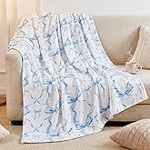 Buryeah Blue Bow Throw Blanket Valentine's Day Galentines Day Gifts Preppy Blanket Coquette 50 X60 Flannel Soft Cute Bow Lightweight Aesthetic Room Decor for Women Friends for Sofa Couch Travel Bed
