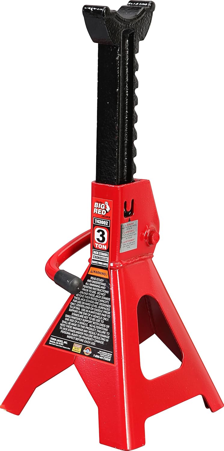BIG RED T43202 Torin Steel Jack Stands: 3 Ton (6,000 lb) Capacity, Red, 1 Pair: Automotive