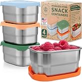 Small Metal Snack Containers - Stainless Steel - 8 oz, 4 PK, Fall Fest | Everusely Food Storage Boxes - Leakproof Silicone Lids - Reusable for Meal Prep &amp; Portion Control - Compact for Travel Lunch