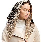 Maria Veils Catholic Mantilla Mass Veil Church Lace Veil Spanish Chapel Church Veil for Women Cathedral Mass Head Veil Short (Gold)