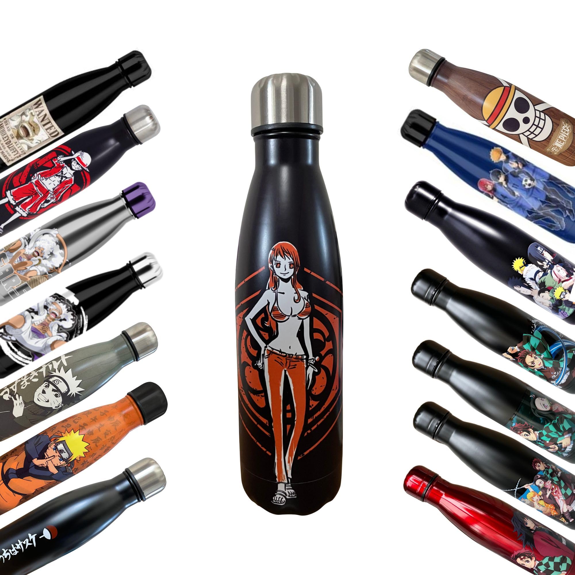 LYO One Piece Insulated Flask - Reusable Stainless Steel One Piece Nami Flask - Holds Hot and Cold 12 Hours - For Sports, Travel, Daily Use - BPA Free - Official License