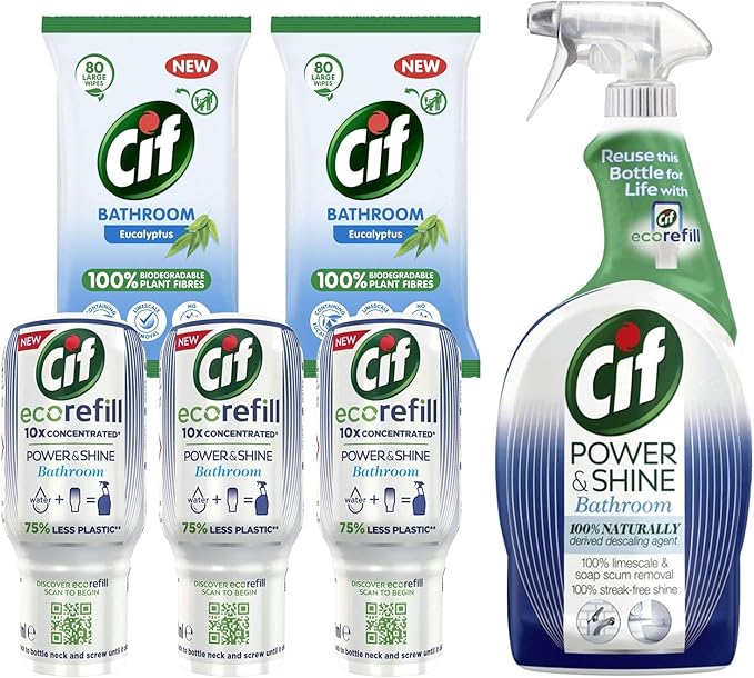Cif Power & Shine Bathroom Cleaning Bundle (Pack of 1 x 700 ml Cleaning
