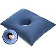 KMINA - Ear Pillows for Side Sleepers, Ear Piercing Pillow Washable, Side Sleeper Pillow for Pain Relief, with Hole Blue - Made in Europe