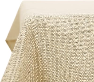 Deconovo Faux Linen Rectangle Table Cloth 59x59in Water Resistant Beige