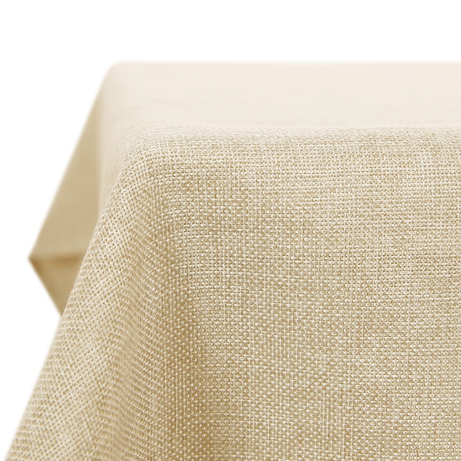 Deconovo Faux Linen Wipeable Tablecloth Rectangle Table Cover for Party 52x70in(132x178cm) Beige