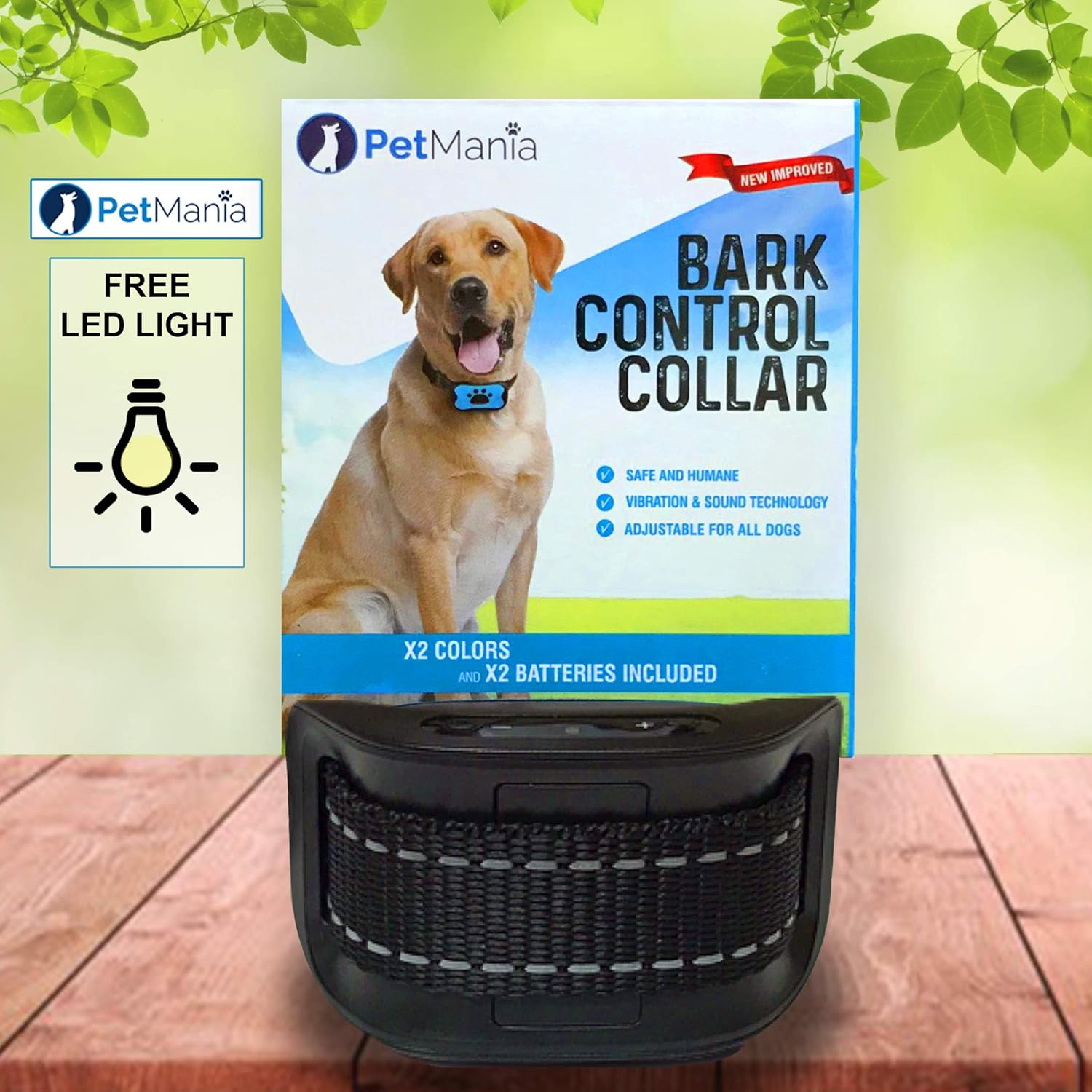 PetMania Dog Anti Bark Collar with FREE LED LIGHT, No Bark Collar, NO