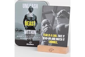 MindMint Motivational Affirmation Cards for Men - 50 Daily Affirmations, Leadership & Wellness Gift for CEOS, Athletes in Tin Box with Wooden Stand