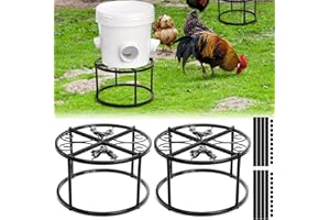 Cedilis 2 Pack Chicken Feeder Stand, Heavy Duty Iron Stand for Chicken Coop Poultry Feed and Water Buckets Indoor Outdoor, Black