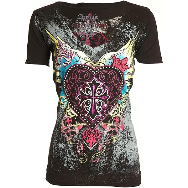 T-shirt Donna Rebel Saint By Affliction Garage Tatuaggio Biker - Foto 9