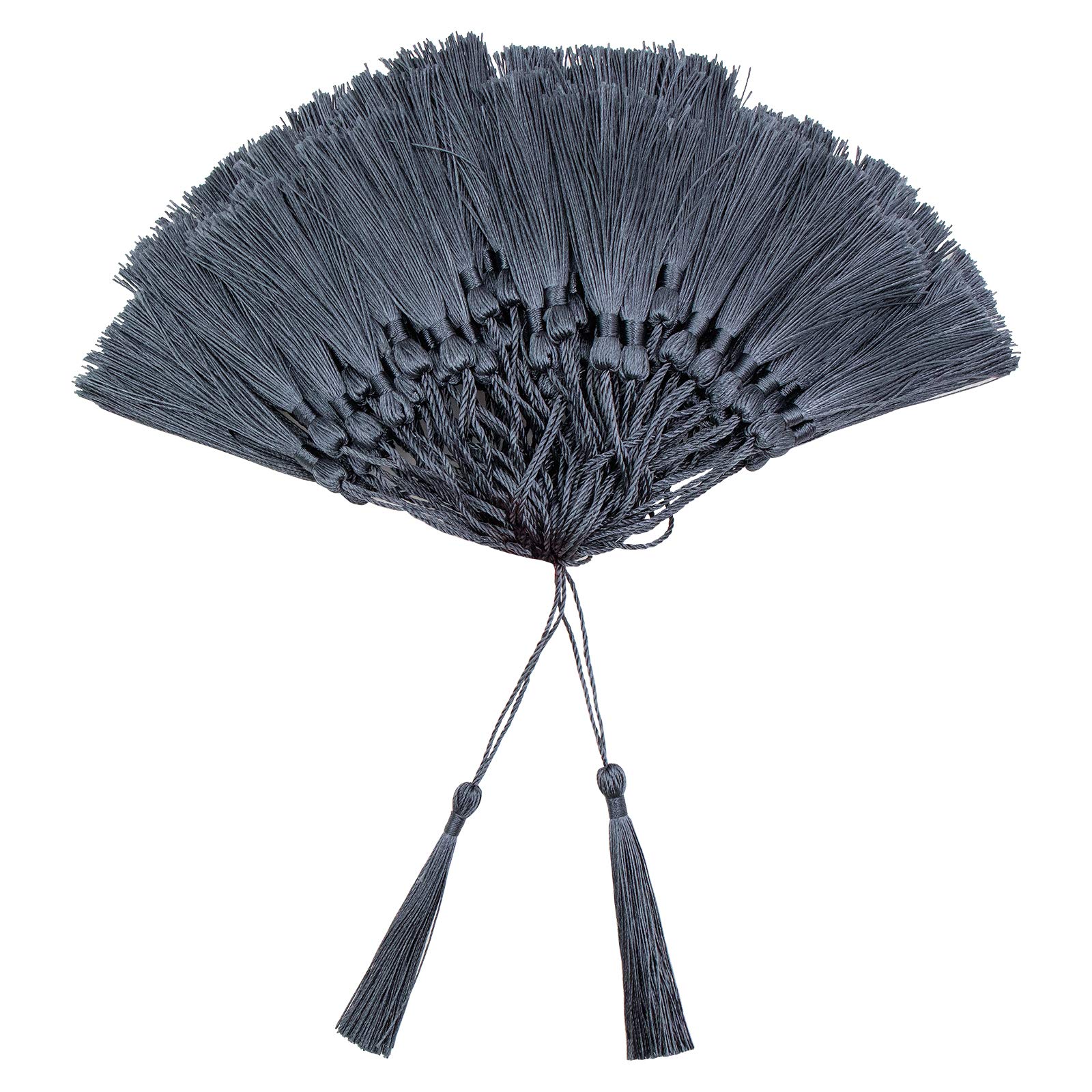 VAPKER 100 Pieces Dark Gray Color 13cm/5-Inch Silky Handmade Soft Tassels Floss Bookmark Tassels with 2-Inch Cord Loop for Jewelry Making, DIY Projects, Bookmarks — image 1