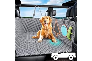 Hittra XL Dog Car Back Seat Cover for Trucks, Truck Bed Extender with 6 Foldable Boards, Pet Backseat Hammock Hard Bottom Waterproof for Full Size Crew Cab Car Like F150 RAM 1500, Silverado, Gray