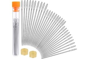 30 Pcs Embroidery Needles Large Eye Stitching Needles 3 Sizes Hand Sewing Needles Large Eye Needles for Hand Sewing with Thim