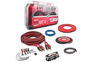 DS18 AKIT4.RD 4-GA Amplifier Installation Kit Up to 1680 Watts RMS, Mini-ANL Fuse Holder, Speaker & RCA Cables, CCA Amplifier Wiring Kit, Ultra Flex Wire, Amp Wire Kit, Amp Wiring Kit 4 Gauge - Red