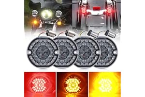 AUDEXEN 3-1/4 Inch LED Turn Signal Kit 1157 Double Base Front Turn Signal + 1156 Single Connector Rear Signals Lights Compatible with Harley Road Glide Road King Softail Ultra Classic Ultra Limited