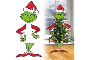 OLINLIFE Grinchmas Decor for Christmas Tree, Large Christmas Tree Topper, Funny Grinchmas Christmas Head Arm and Legs - DIY Christmas Home Party Decorations