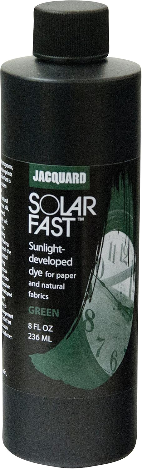 Jacquard Solarfast Dye, Light-Developed Ink for Photographic Printing on Fabric Paper, UV Activated Non-Toxic Craft Colour, Green, 8oz