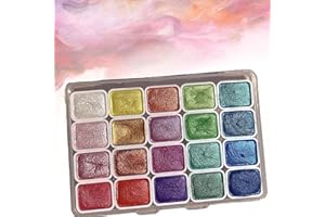 20 Color Shifting Watercolor Paint Set, Glitter Watercolour Solid Paint Box Palette, Drawing Supplies Shimmer Metallic Glitte