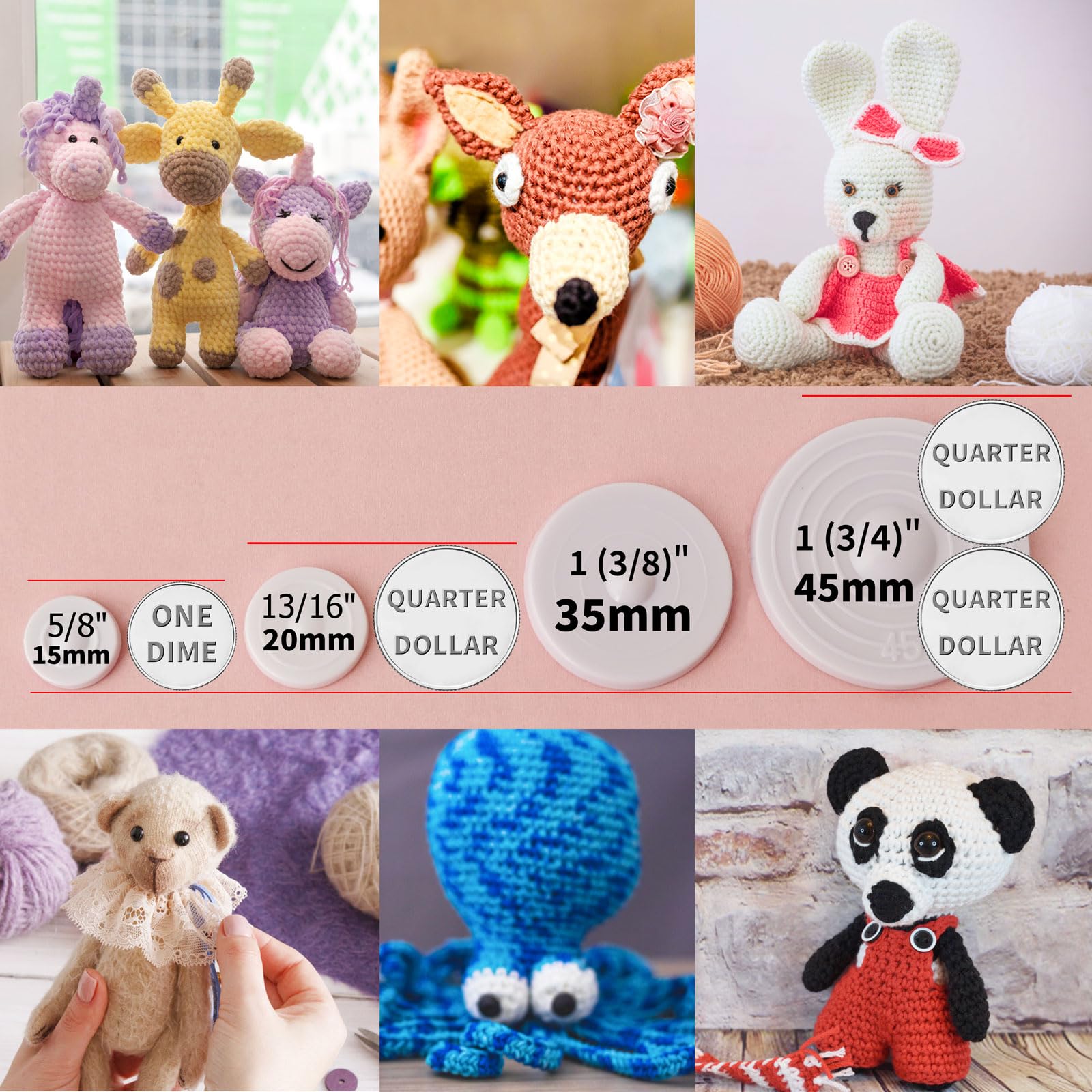 RuWfpz Doll Joints for Amigurumi Crochet 15mm 5/8