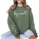 Custom Dog Mom Sweatshirt with Pet Name & Heart on Sleeve, Personalized Dog Mama Hoodie or Crewneck, Cute Women’s Sweatshirt for Pet Lovers