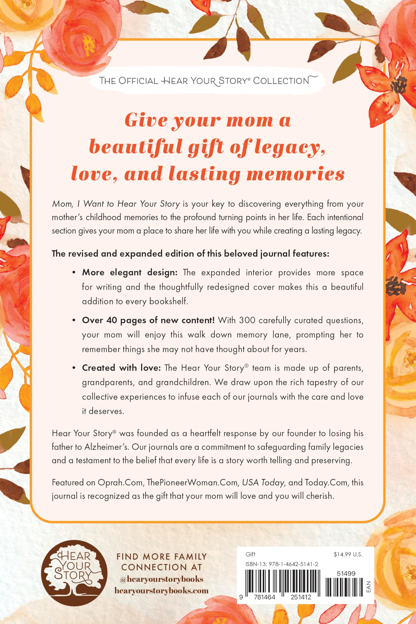 Mom, I Want to Hear Your Story (Expanded Edition): A Mother's Guided Journal to Share Her Life & Her Love (Hear Your Story Books)