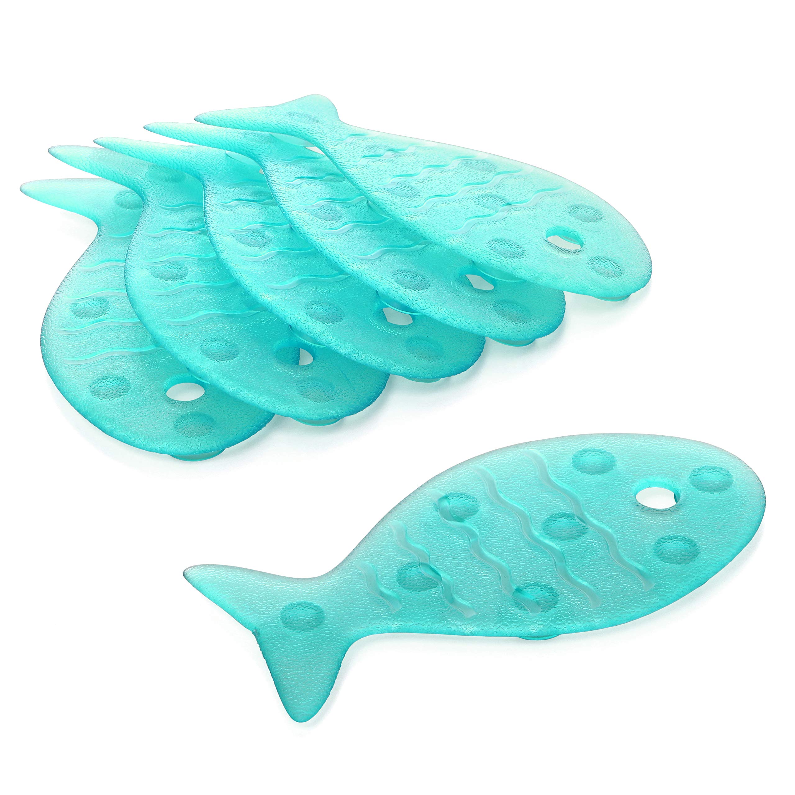 TATAY Fish Stickers Anti-Slip Bathtube, PVC, Turquoise, One Size, 45 x 7 cm (Rechteckig)