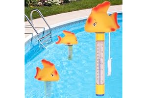 KingSom Floating Pool Thermometer,Large Size Easy Read Swimming Pool Thermometer,Pool Water Temperature Thermometer with String,Hot Tub Thermometer,Shatter Resistant Floating Fish Thermometer for Pool
