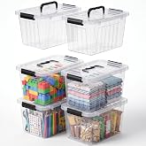 Citylife 12QT 6-Pack Clear Storage Bins with Lids Plastic Bins with Handles | Stackable Latch Boxes Organizer Containers for Pantry, Closet, Garage, Office