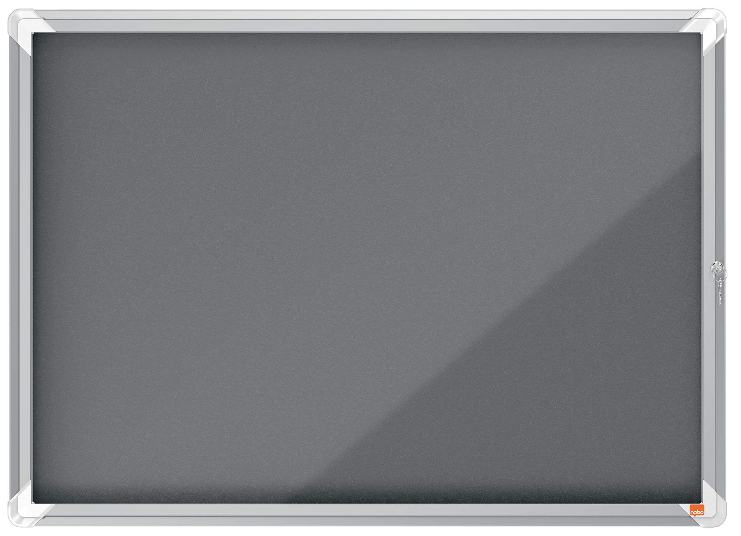 Nobo Felt Lockable Notice Board 8 x A4, Premium Plus, Grey, 1915329