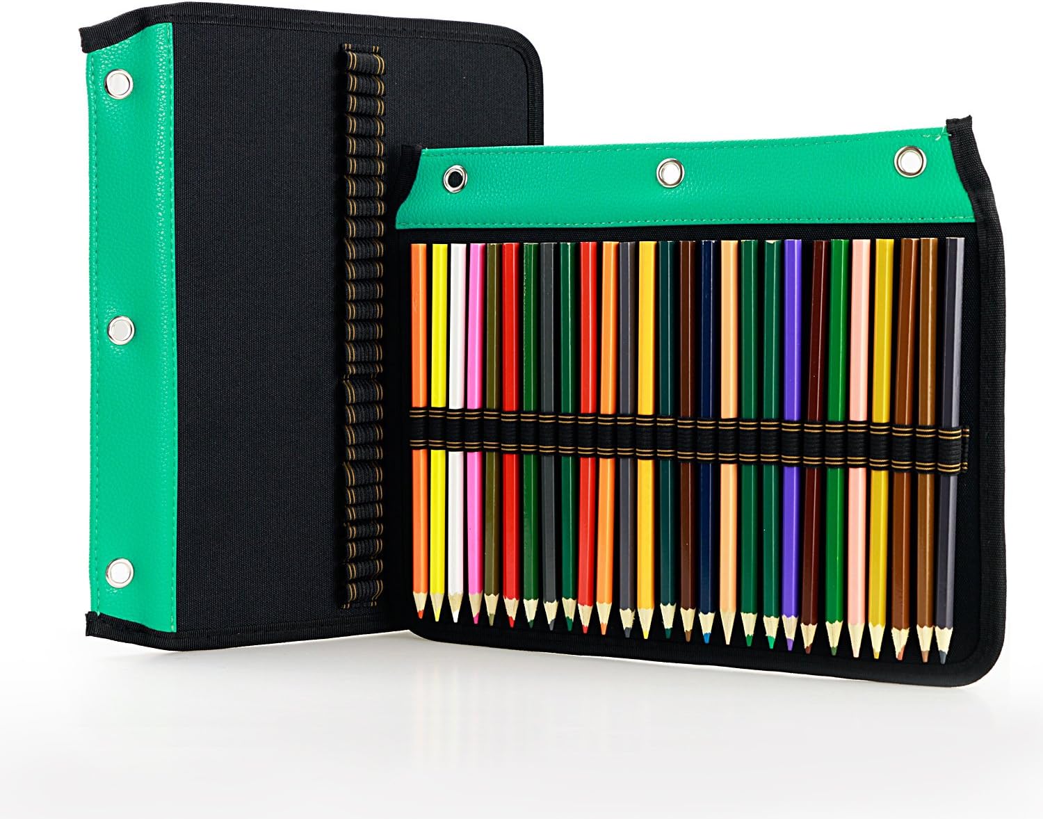 YOUSHARES 54 Slots Pencil Sleeve - Standard 3 Ring Binder Designed Pencil Page Compatible with 216 Slots Pencil Case for Watercolor Pencil, Gel Pen (Green Pencil Sleeve) - Image 3