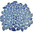 1.1lb Random Leaves Ceramics Mosaic Tiles, Making Creative Ceramic Mosaic Pieces for DIY Craft,Flowerpots, Vases, Cups, Garden Decor (Cracked Ice Blue)