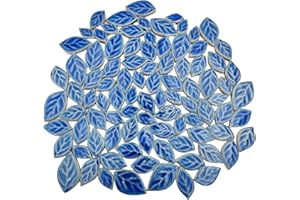 BTMIEY 1.1lb Random Leaves Ceramics Mosaic Tiles, Making Creative Ceramic Mosaic Pieces for DIY Craft,Flowerpots, Vases, Cups, Garden Decor (Cracked Ice Blue)