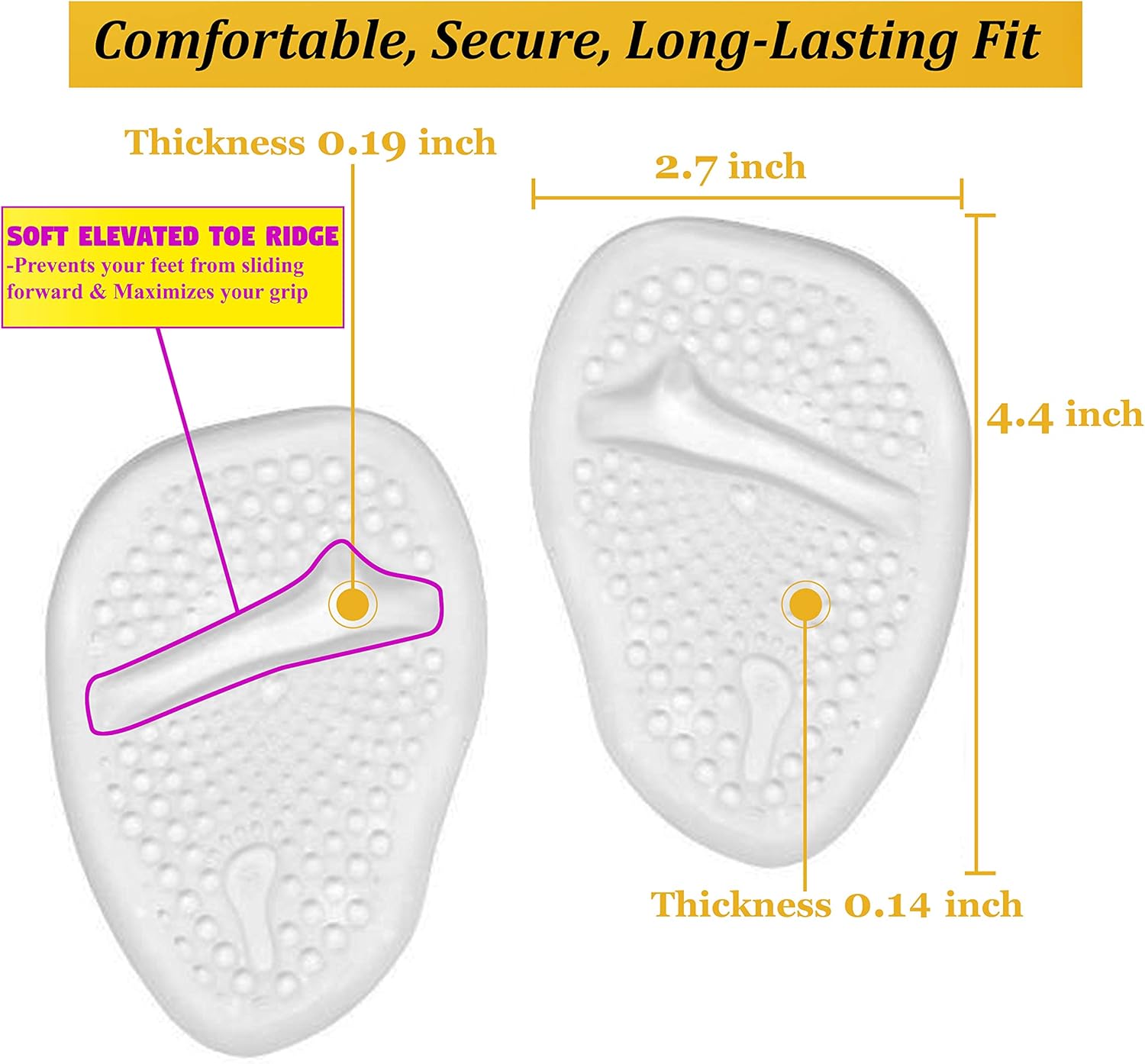 High Heel Cushions -Ball of Foot Pads- Non Slip Shoe Inserts - Forefoot Metatarsal Pads for Women & Men for Foot Pain Relief -High Heel Inserts for shoe comfort- Beige Clear Black Ball of Foot Cushion: Health & Personal Care