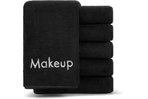 ARKWRIGHT LLC Arkwright Makeup Towels - Pack of 6 - Ultra Soft & Gentle Microfiber Coral Fleece Washcloth Face Make Up Remover, Reusuable Eraser Cloth Essentials for Hosts & Artists, 13 x 13 in, Black