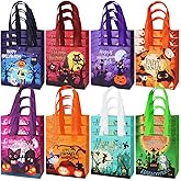 Aviski 24PCS Halloween Small Trick or Treat Bags, 7.9"×7.9"×3.15", Non-Woven Gift Tote Bags with Handles for Gifts Wrapping, Party Supplies