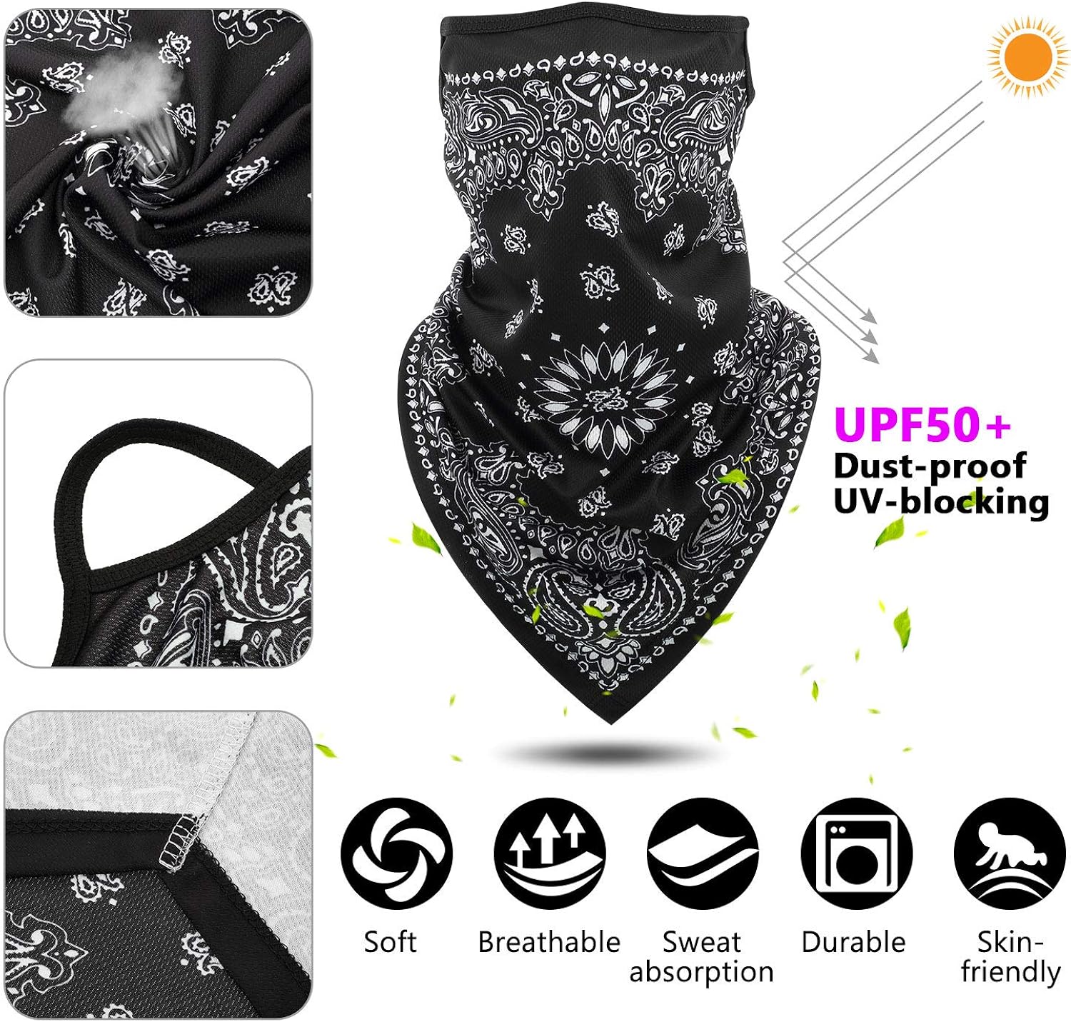 Bandana Face Cover Ear Loops Balaclava Neck Gaiter Scarf Outdoor Headwears for Men Women: Clothing