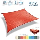 Patio Paradise 8' x 12' Red Sun Shade Sail Rectangle Canopy - Permeable UV Block Fabric Durable Patio Outdoor - Customized Available