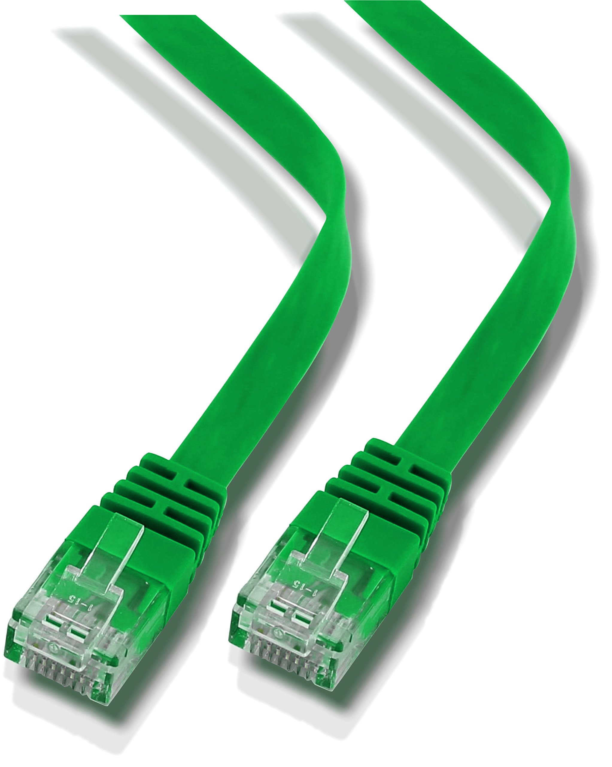 rhinocables Ethernet Flat CAT6 Cable LAN Patch Network Gigabit Thin Internet RJ45 Category 6 Broadband Router Lead Compatible with CAT5 CAT5e for Gaming, Office, Home, PC, Smart TV (1m, Green)