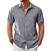 Runcati Mens Button Down Shirt Short Sleeve Casual Summer Beach Wedding Tops