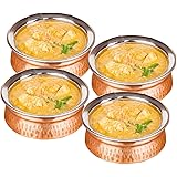 Copper Stainless Steel Serveware Bowls Set - Serving Bowls for Cereal, Soup, Cooked Food Party Serveware, Set of 4 (23.7-Ounc