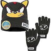 Sonic The Hedgehog Beanie and Gloves Set for Boys, Ages 4–12, Soft Knit Winter Hat and Winter Gloves, Gamer Gifts for Boys